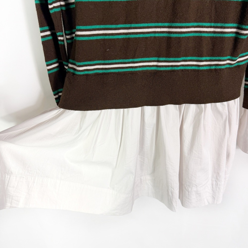 Simon Miller Pip Poplin Combo Dress Brown White Striped Layered Knit Sz S - Picture 6 of 12